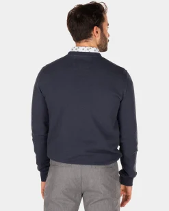 Solid coloured crew neck sweat - Traditional Navy