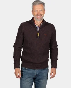Solid coloured half zip jumper Dry - Clay Brown
