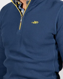 Solid coloured half zip sweatshirt Arapohue - Storm Blue