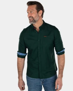 Solid coloured linen shirt - Dark Pine