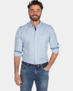 Solid coloured linen shirt - Bright Sky