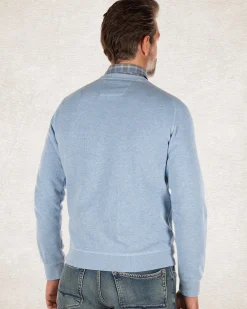 Solid coloured round neck sweater - Pale Blue