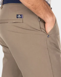 Solid coloured stretch chino - Misty Army
