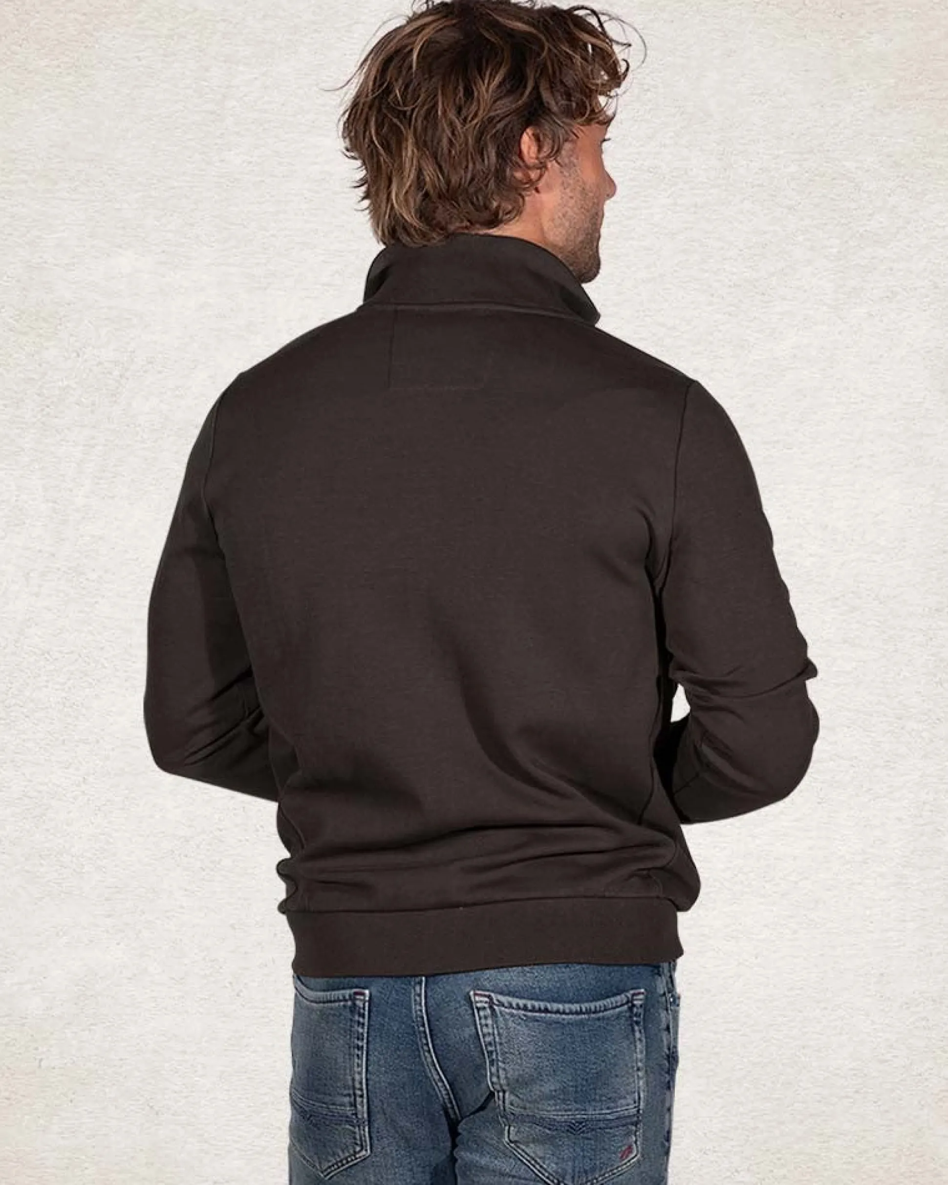 Solid coloured sweat cardigan - Smoked Green