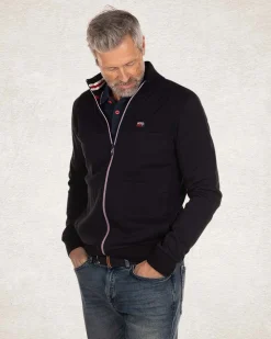 Solid coloured sweat cardigan - Pitch Navy
