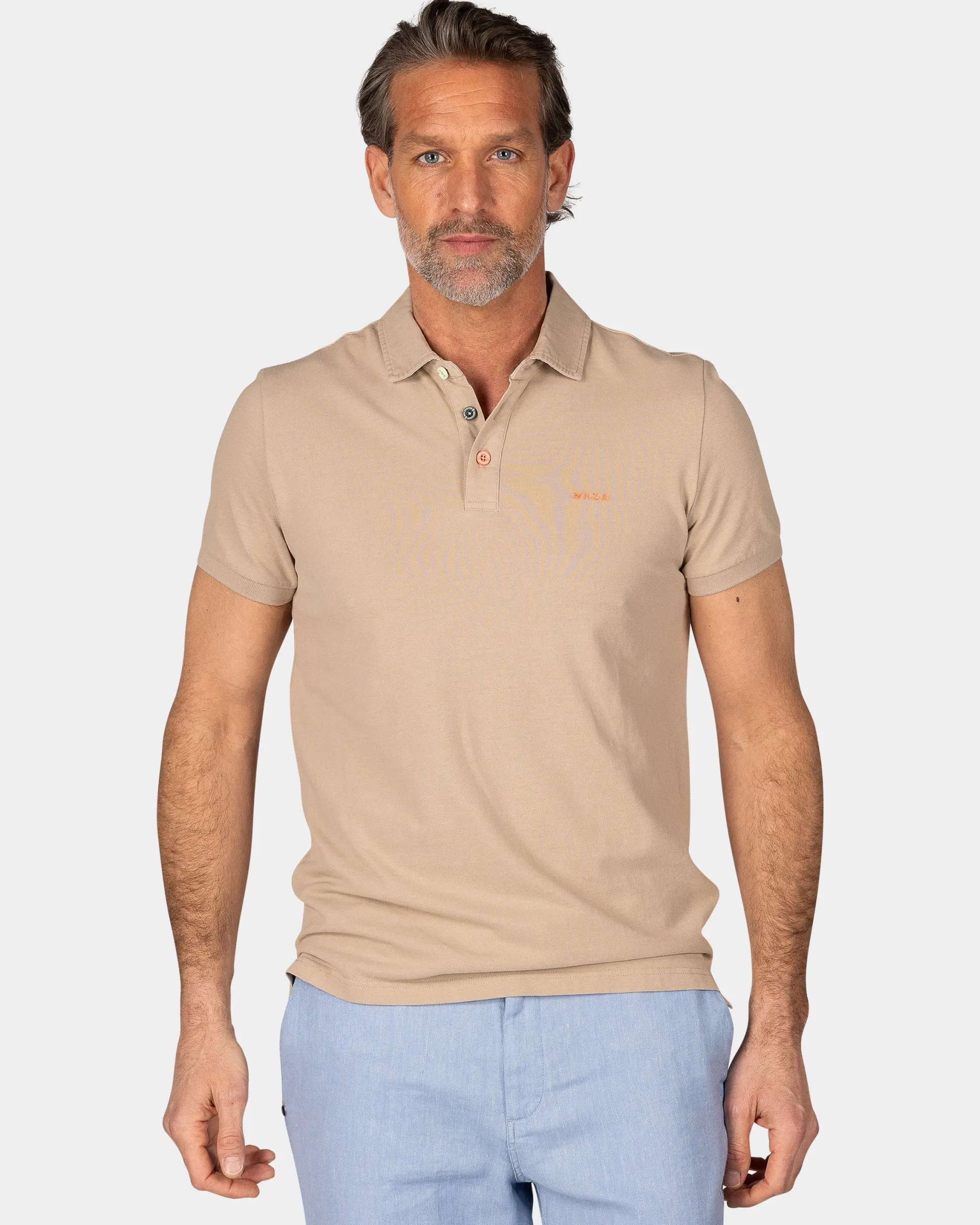 Solid Cotton Sand-Colored Polo