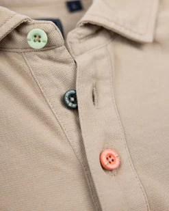 Solid Cotton Sand-Colored Polo