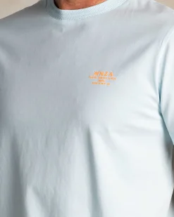 Solid light blue cotton T-shirt with round neck