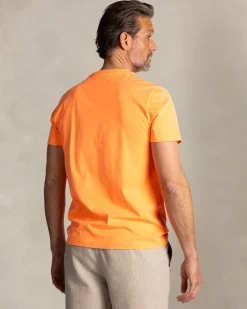 Solid orange cotton T-shirt with round neck