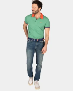Sportive solid coloured polo - Amazon Green
