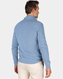 Sporty blue sweater with half-zip - Brave Blue