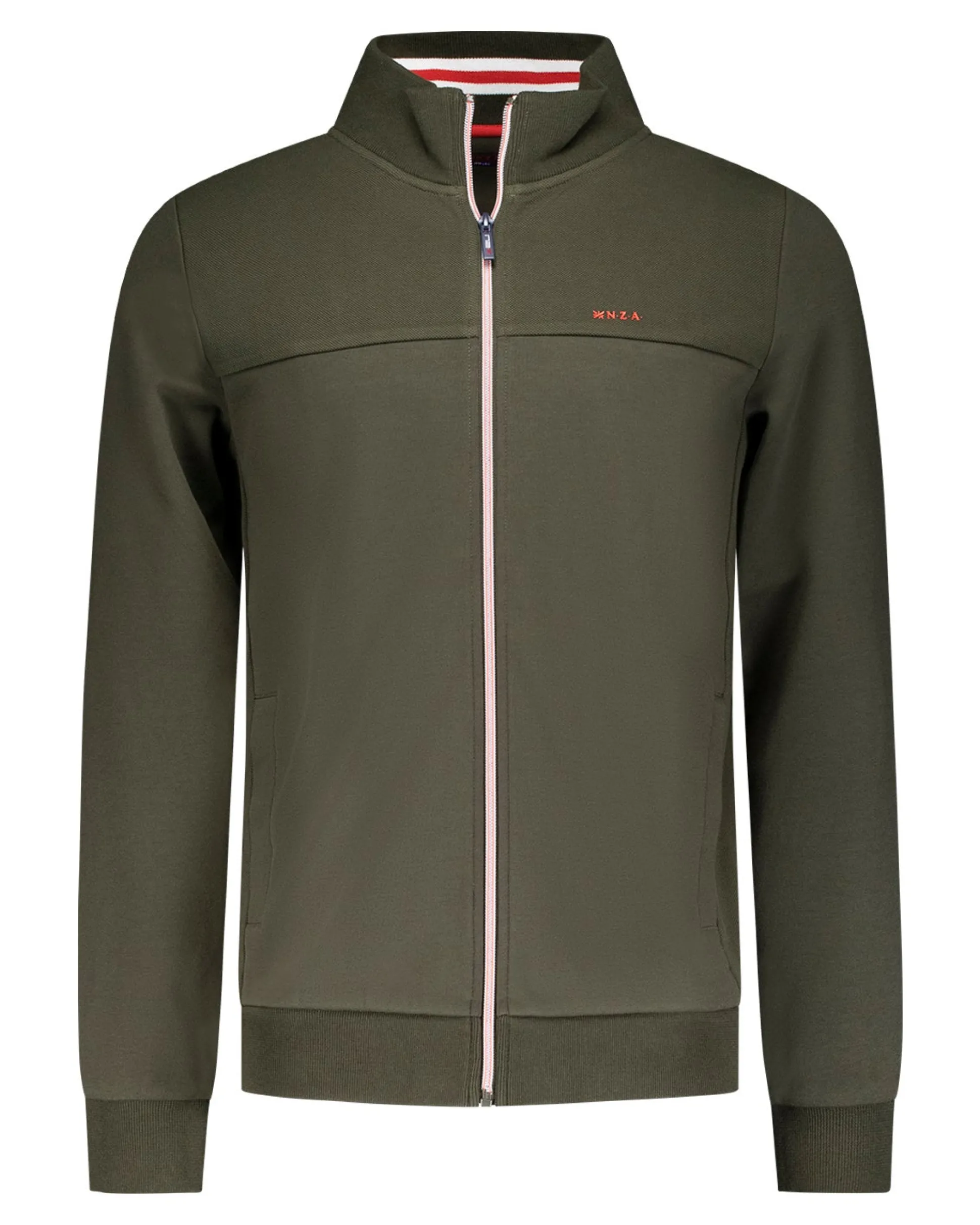 Sporty dark green cardigan - Gravel Green