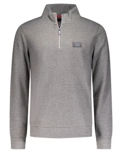 Sporty gray sweater with half-zip - Mud