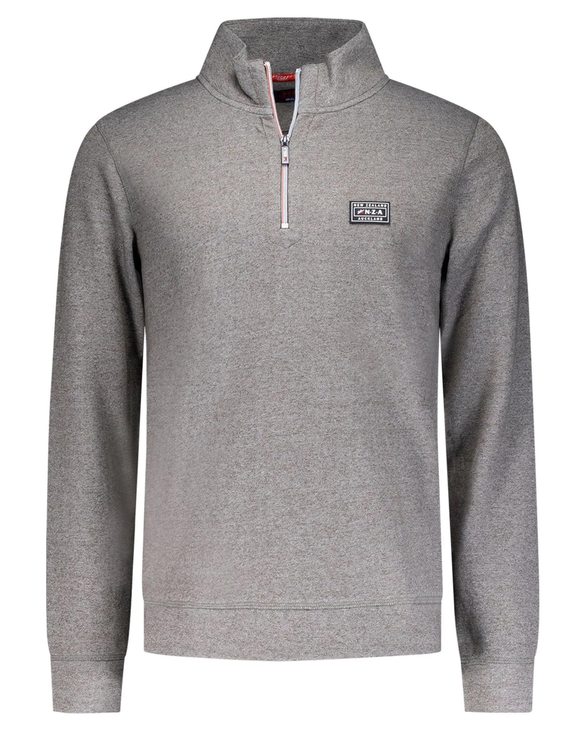 Sporty gray sweater with half-zip - Mud