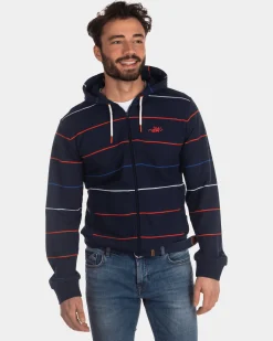 Striped cardigan blue red white - Industrial Navy