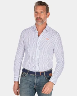 Striped linen shirt - White Multicolour