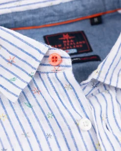Striped linen shirt - White Multicolour