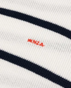Striped sweater with crew neck ecru black - Dusty Ecru
