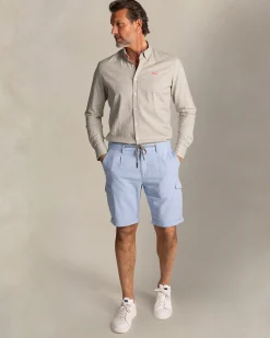 Taupe cotton-linen long-sleeve shirt