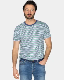 T-shirt with blue stripes