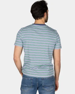 T-shirt with blue stripes