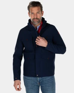 Water-repellent jacket with hood - Industrial Navy