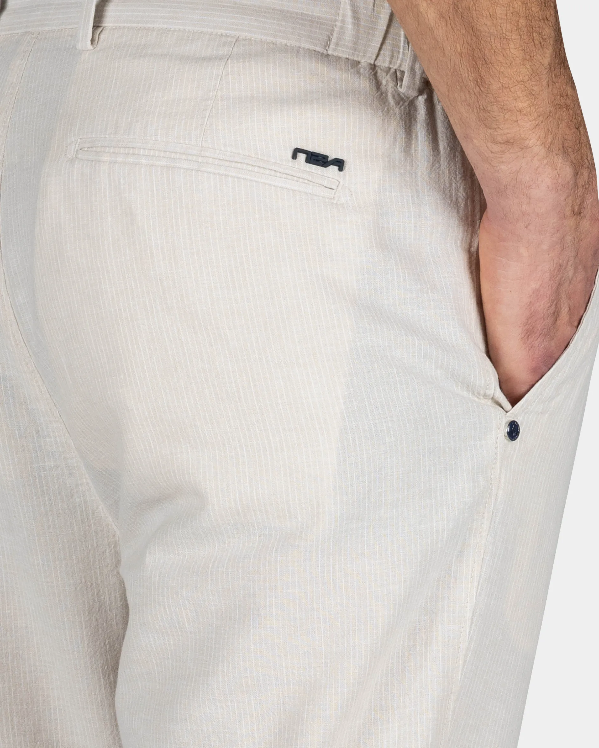White chino with linen