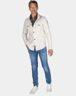 White cotton overshirt - Powder Sand