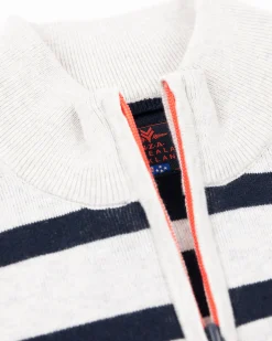 White half zip pullover with stripes - Shimmering Sand