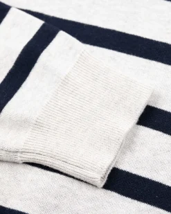 White half zip pullover with stripes - Shimmering Sand