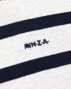 White half zip pullover with stripes - Shimmering Sand