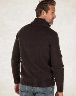 Wool plain half zip pullover - Smoked Green