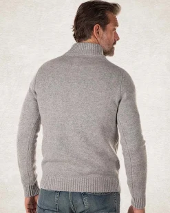 Wool plain half zip pullover - Grey Melange
