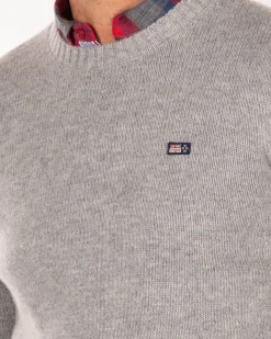 Wool pullover round neck - Grey Melange